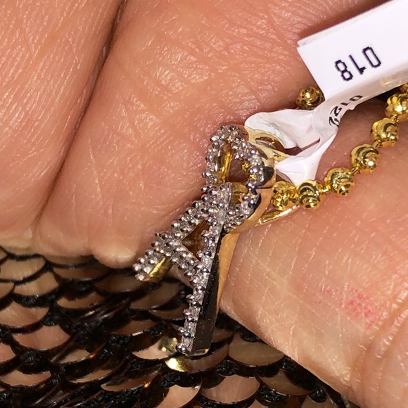 10k solid gold real diamond initial pendant beautiful heart letter best gift WOW - Picture 11 of 11